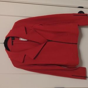 NWT Tahari asymmetrical red zip-up wool jacket Sz. S